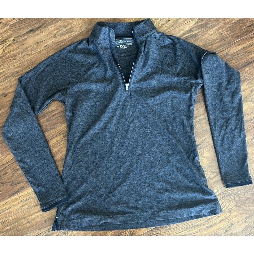 Peter Millar XS 1/4 Zip Mock Neck Pullover Long Sleeve  Gray Golf Top
